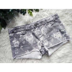 Flower Print Denim Shorts
